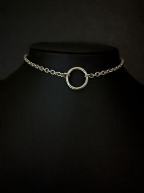 Stainless  Steel Circle Link Choker Necklace - Women Jewelry